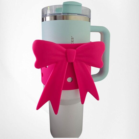 Barbie Pink Jumbo Princess Ribbon Bow Silicone Tumbler Sleeve | Stanley 40oz - Picture 2 of 5
